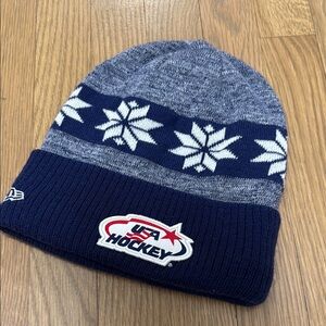 USA Hockey Knit Beanie with Snowflake Pattern